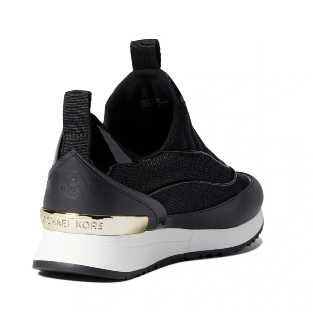 - MICHAEL KORS ALLIE STRIDE SLIP ON GLITTER CHAIN MESH BLACK SNICKERS - Picture 8 of 10